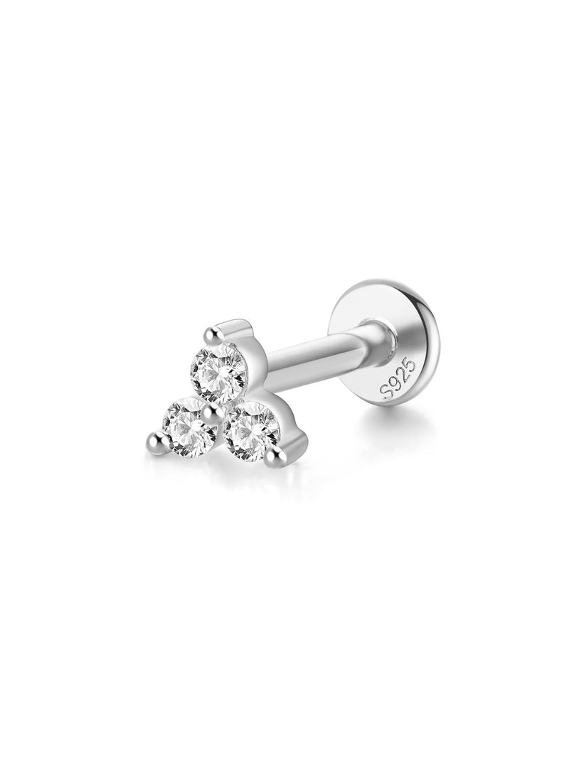 S925 Triangle Zircon Ear Piercing Stud