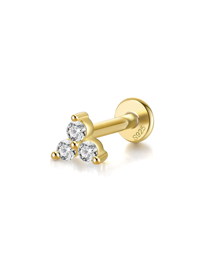 S925 Triangle Zircon Ear Piercing Stud