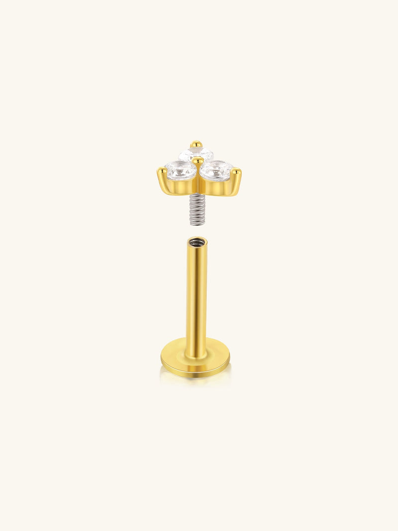 S925 Triangle Zircon Ear Piercing Stud